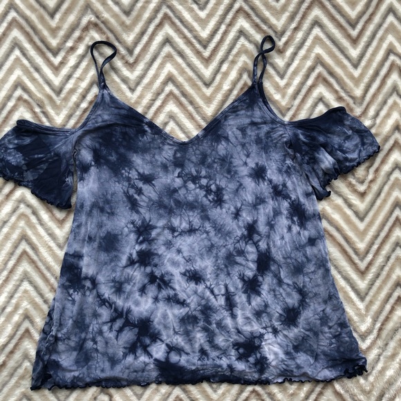 AE Tie-Dye cold shoulder top - blue - Size M - Picture 2 of 2